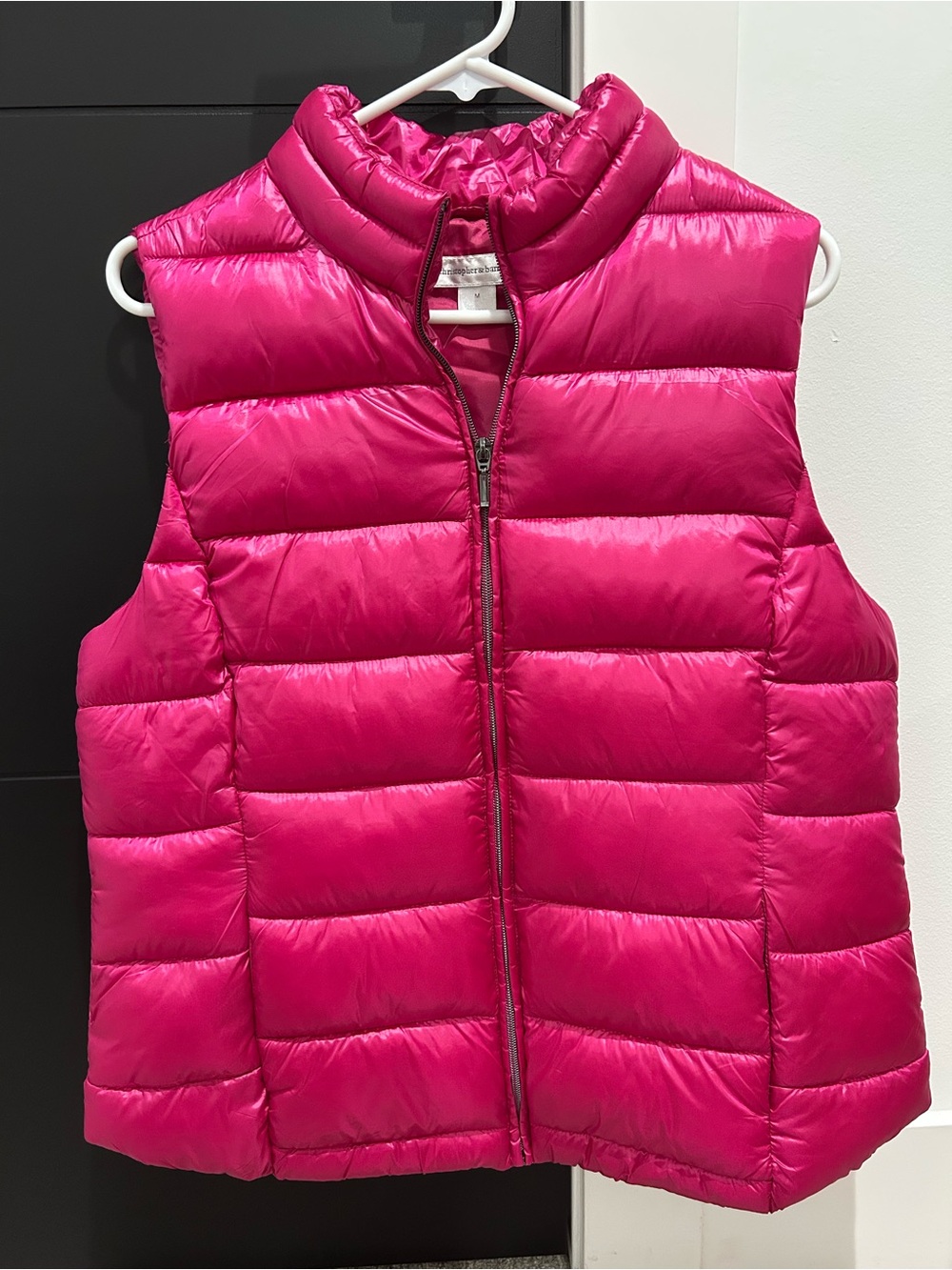 Women’s Hot Pink Puffer Vest - Lightweight Quilted Sleeveless Jacket Sz M